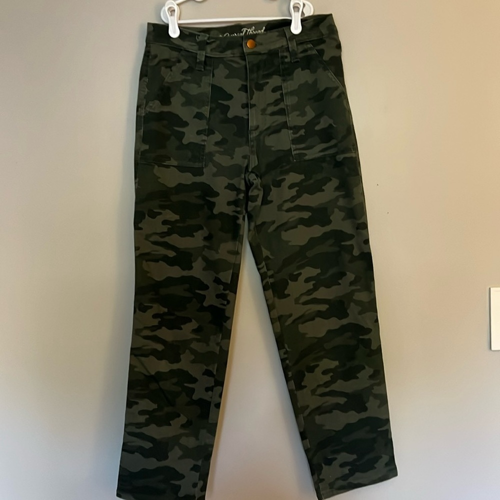 4 pocket camo canvas pants, straight leg